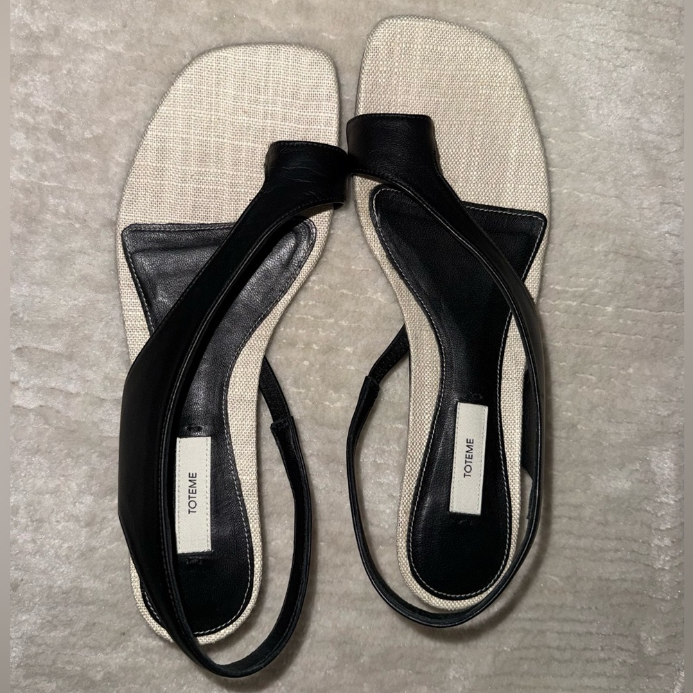 Toteme Sculptural Slingback Sandals, 40, Canvas Black - Picture 10 of 17
